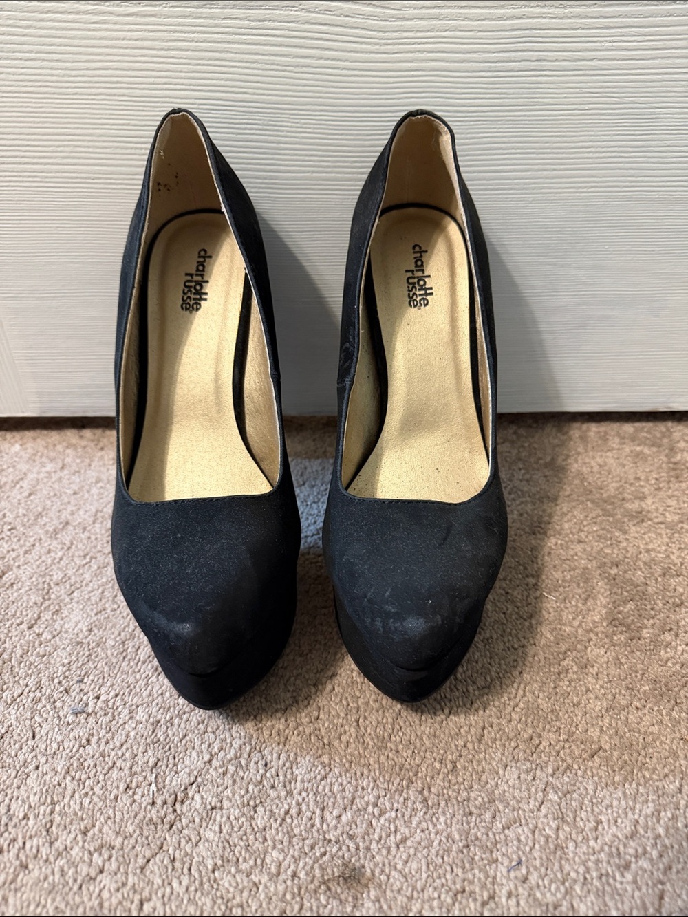 Charlotte Russe Black Suede Platform Heels